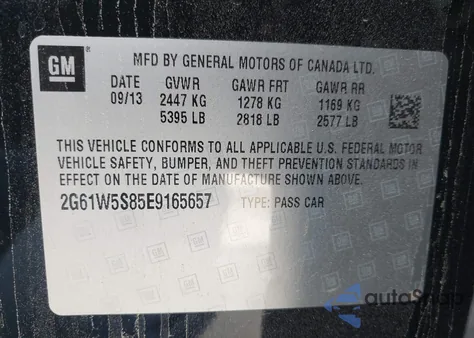 2014 Cadillac Xts Vsport Platinum из США, поврежденный, VIN 2G61W5S85E9165657